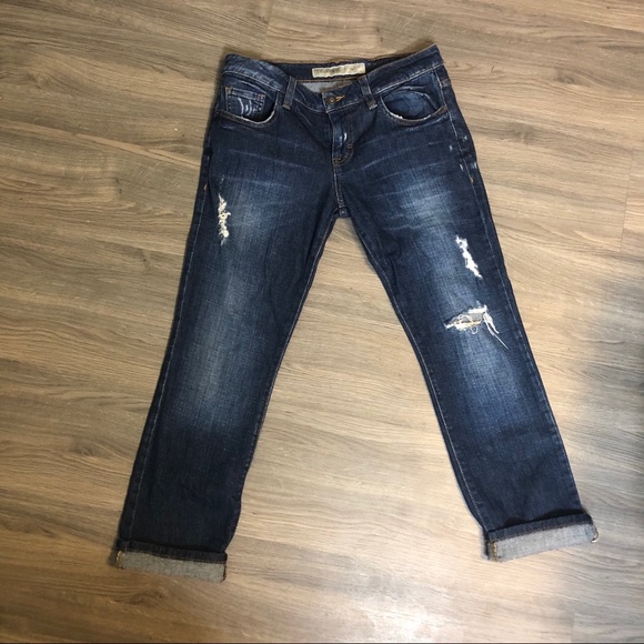 Rolled Cuff Guess Ankle Jeans Sz 25 Ripped Denim - Picture 1 of 6